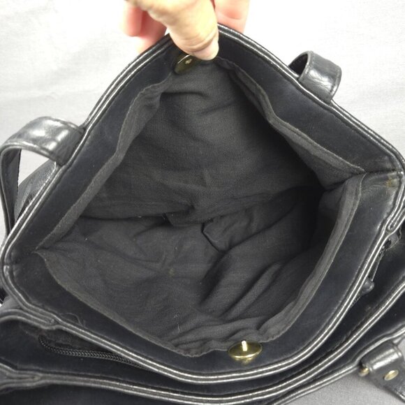 TR Bentley Black Faux Leather Tote Shoulder Bag Zip Pocket - Picture 5 of 16